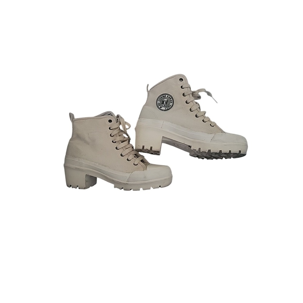 DKNY Vintage Pandie‎ Lug Canvas Off White Boots 90s Retro Y2K Streetwear Comfy 6